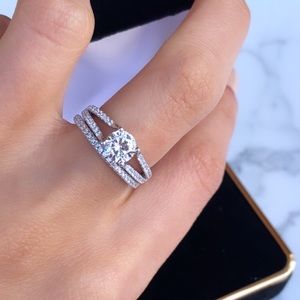 14k white gold plated Sterling Silver Jewelry Ring